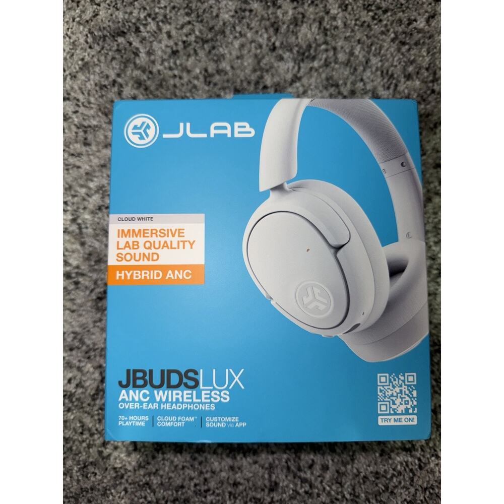 JLab JBuds Lux ANC Bluetooth Wireless Headphones, Active Noise Cancelling -White